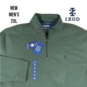 IZOD Advantage Performance 1/4 Zip Pullover Men's 2XL Green Stretch‎ NEW